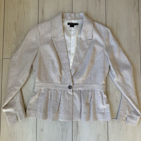 Pendleton Linen Blazer Women’s Size 10 Cream Pin Stripe Blazer Academia Preppy - Picture 4 of 12